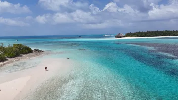beach, bikini-beach, drone-shot, local-island, nature, sea - Drone shot of the main bikini beach crystalline turquoise lagoon of the local island of Dhiffushi