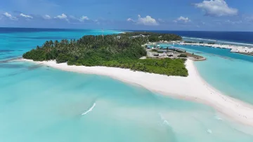 beach, drone-shot, local-island, nature, sea - Stunning aerial drone shot of Fulhadhoo local island in Baa Atoll with white sandy beaches and turquoise lagoon.