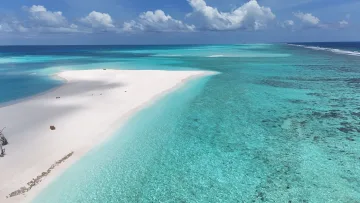 beach, bikini-beach, drone-shot, local-island, sea - Drone shot of the pristine white sandbank of Fulhadhoo Island in Baa Atoll, surrounded by crystal clear turquoise sea