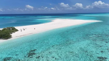 beach, bikini-beach, drone-shot, local-island, sea - Aerial drone shot of the long white sandbank at Fulhadhoo island in Baa Atoll, surrounded by crystal clear lagoon.