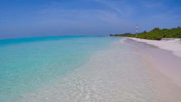 beach, local-island, sea - Stunning turquoise lagoon and pristine white sandy beach on Kelaa local island in the Haa Alifu Atoll, Maldives.