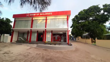facilities, local-island - Modern building of the Bank of Maldives with ATM located on the local island of Rasdhoo in North Ari Atoll