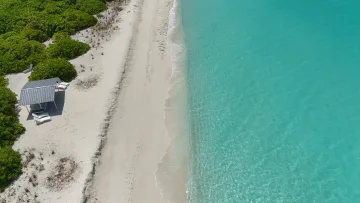 beach, bikini-beach, drone-shot, local-island - Drone view of Vashafaru local island beach in Haa Alifu atoll with a sun shelter and turquoise crystal waters.
