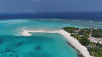 beach, drone-shot, local-island, nature, sea - Stunning aerial drone view of the white sandbank at Vashafaru local island in Haa Alifu Atoll, Maldives.